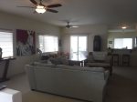 Living room looking into kitchen